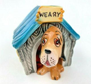 Vintage Weary Dog House Anthropomorphic Hound Salt And Pepper Shakers Fw33