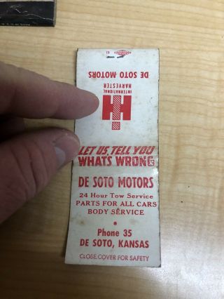 Desoto Kansas Ks Vintage Matchbook Case Ih International Harvester Tractor