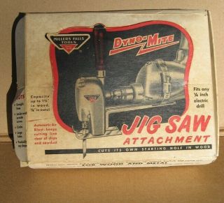 Vintage Millers Falls Dyno - Mite Power Tools Jigsaw Attachment With Box