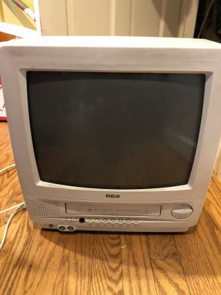 Vintage Rca Tv/vcr Combo T13070wh 1997 Swivel Bottom 16” Tv &remote Incl.