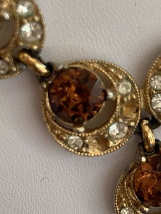 Vintage Bogoff Necklace Brown And Clear Rhinestones. 2