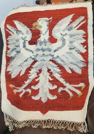 Vintage Woven Wool Eagle Wall Hanging Rug Tapestry - 37 " X 24 "