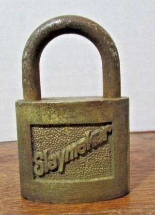 Vintage Art Deco Style Brass Slaymaker Rustless Lock Padlock Without Key 2 1/2”