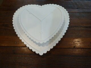 2 Scalloped Heart Cake Separator Platform Plate Vintage 14 " 11 "
