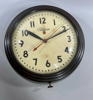 Vintage Telechron Electric Wall Clock 1H1308 Schoolhouse style 2