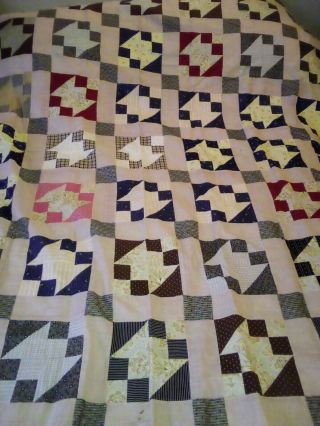 Lovely Vintage Handmade Hand Pieced Unfinished Quilt Top 76 " X 76 "