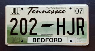 Tennessee Volunteer State Rolling Hills 2007 Graphic License Plate 202 Hjr