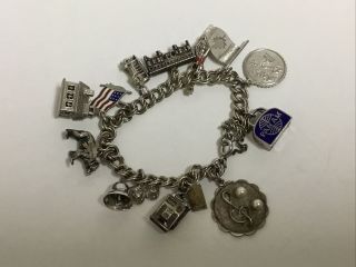 Vintage Charm Bracelet With At Least 9 Sterling Charms - Slot Machine By Bell