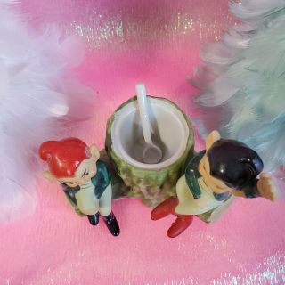 Vintage Pixie Elves salt and pepper shakers and Sugar Dish 2