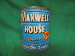 Vintage Maxwell House Coffee Can Tin.  2 Pounds Lbs.  Economy Size