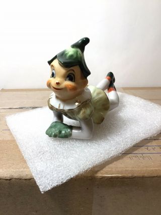 Vintage Ceramic Elf Pixie Figurine Laying Down Japan Cute