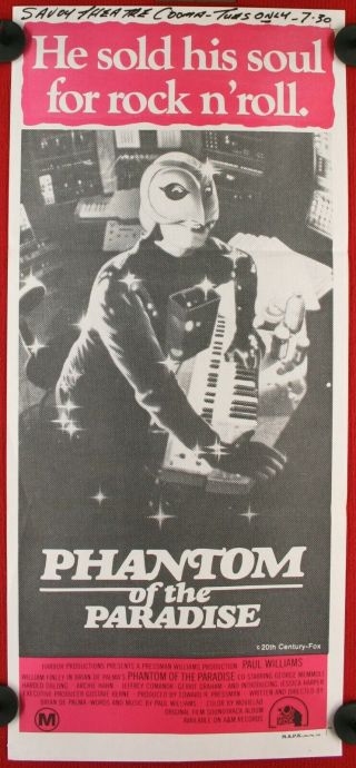 Vintage 1974 " Phantom Of The Paradise " Daybill Movie Poster