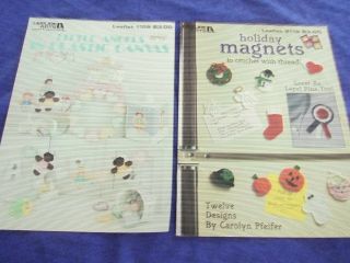 2 Vintage Leisure Arts Plastic Canvas Leaflets 12 Pgs Magnets & Baby 18 Designs