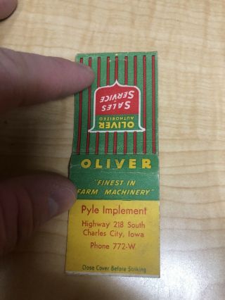 Charles City Ia Iowa Oliver Tractor Sales Service 50s? Vintage Matchbook Pyle