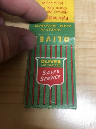 Charles City Ia Iowa Oliver Tractor Sales Service 50s? Vintage Matchbook Pyle 2