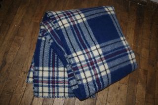 Vintage Samband Of Iceland 100 Wool Plaid Blanket 58 " X 75 Fringes Crochet Edge