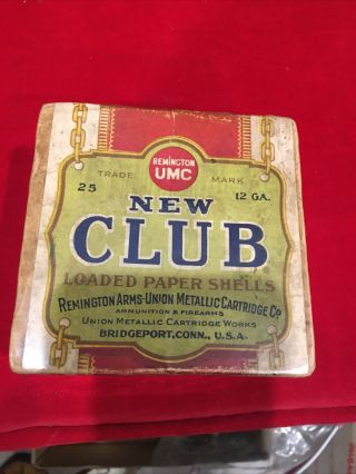 Vintage Remington Umc Club 12 Ga Shot Shell Box Empty