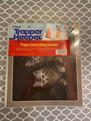 Vintage 80s Mead Trapper Keeper Notebook 3 - Ring Binder Design Series Kittens