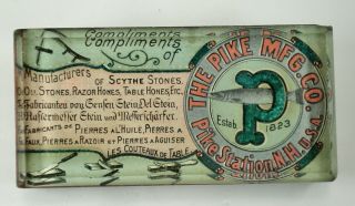 Vintage Pike Mfg,  Co.  Razor Hone Paperweight Advertising Giveaway