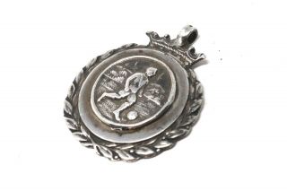 A Great Vintage Sterling Silver 925 Football Medal Fob Pendant 24921
