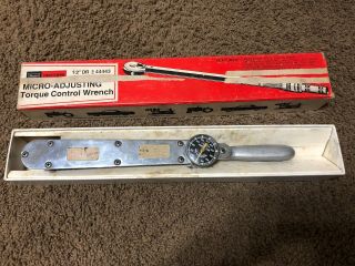 Vintage Snap - On Micro Adjusting Torqometer Torque Wrench 1/2 " Drive 1800 In Lbs