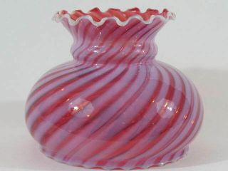 Vintage Cranberry Opalescent Swirl Art Glass Lamp Shade 6.  75 Fenton Style