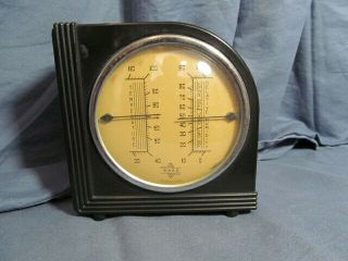Vintage Art Deco Bakelite Ward Thermometer And Barometer Weather Station