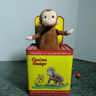 Vintage Schylling Classic Curious George Musical Jack In The Box Toy