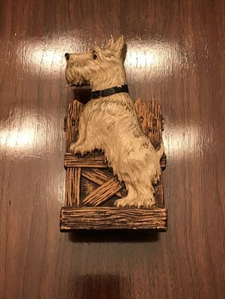 Vintage Syroco Wood White Scottie Westie Scotty Terrier Dog Holder Composite Box