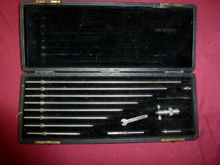 Vintage Starrett Machinist Inside Micrometer Calipers Set In Vinyl Coated Case