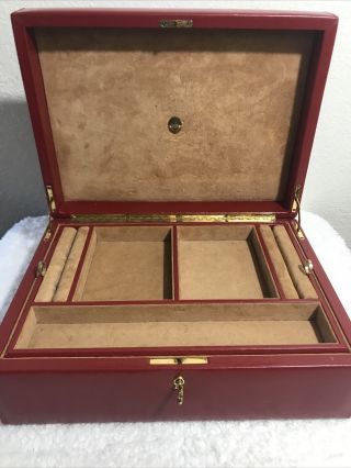 Vintage Mark Cross Red Leather Jewelry Box Made In Italy