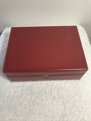 Vintage Mark Cross Red Leather Jewelry Box Made In Italy 2