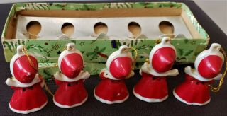 Vintage Christmas Angel Choir Ornaments w Bells,  Set of 5,  Japan,  Box 2