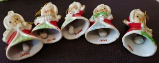 Vintage Christmas Angel Choir Ornaments w Bells,  Set of 5,  Japan,  Box 3