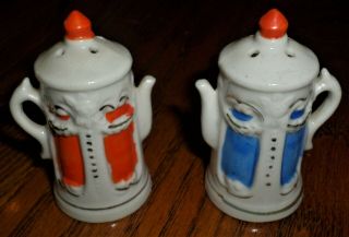 Vintage Painted Coffee/tea Pot Porcelain/ceramic Salt & Pepper Shakers Japan