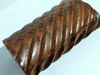 Antique/vintage Wooden Snuff Box With A Ribbed Body And An  Invisible " Hinge