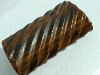 Antique/Vintage Wooden Snuff box with a Ribbed body and an  invisible 