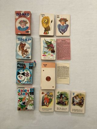 Vintage Old Maid Snap Piggy Bank Story Cards Card Games Piggy Bank Incomplete