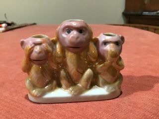 3 Monkeys See No Evil,  Hear No Evil,  Say No Evil Vintage Figurine,  Made In Japan