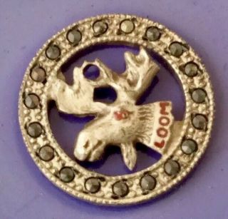 Vintage Loyal Order Of Moose Sterling Silver Lapel Pin - Loom Lodge W/marcasites