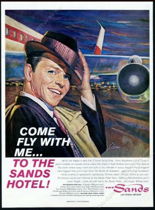 1961 Frank Sinatra Pic The Sands Casino Hotel Las Vegas Vintage Print Ad