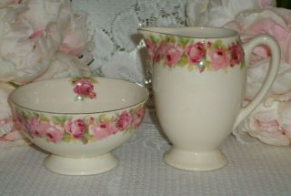Vintage Royal Doulton Raby Rose Milk Jug / Creamer And Sugar Bowl