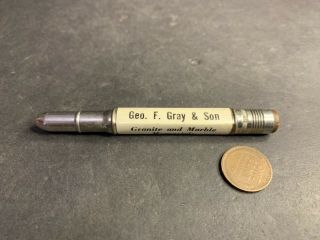 Vintage Bullet Advertising Pencil Gray & Son Marble Memorials,  N.  Berwick Me 13