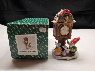 Vintage Fitz & Floyd Holiday Hamlet Village Square Clock Ceramic 1993