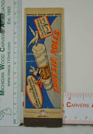 Vintage Matchbook Cover Tootsie Rolls Candy Chocolate Seagull Kids Riding Ko