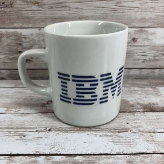 Vintage Classic White & Blue Stripe Ibm Computer Coffee Mug Tea Cup