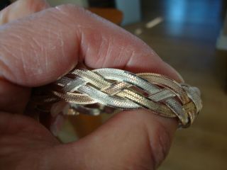 Vintage Sterling Silver Tri Color Braided Bracelet 7.  5 Inches Exc