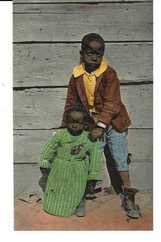 Vintage Black Americana Little Boy And Girl,  " Dixie Blossoms "