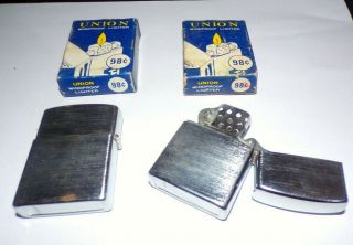 2 Vintage Union Cigarette Lighters Nos W/box