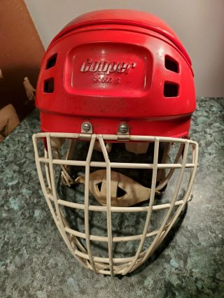 Vintage Hockey Helmet Red Cooper Sk600s Shield Goalie Goalthender 1580 Sr H168